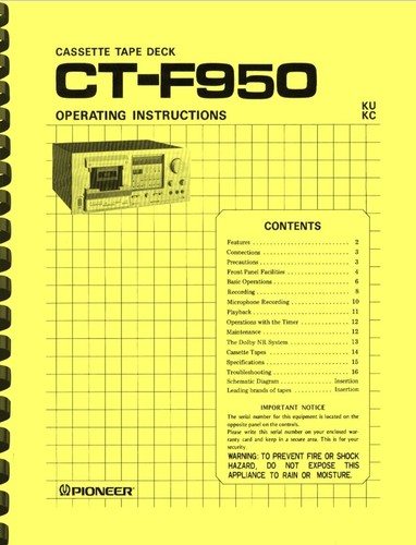 Pioneer f950 cassette tape - ct-f950,