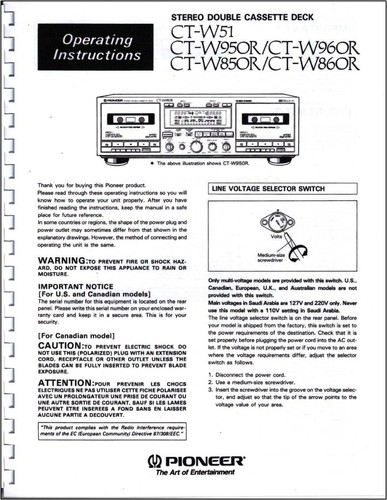 Pioneer w51 ct w850r - pioneer, ct-w850r